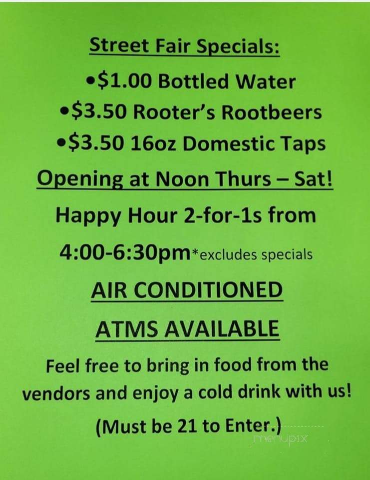 Rooters Bar Incorporated - Fargo, ND menu_pic
