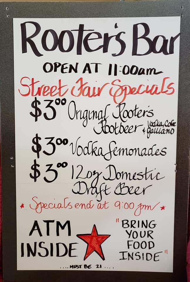 Rooters Bar Incorporated - Fargo, ND menu_pic