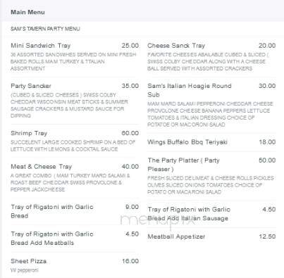 Sam's Tavern - Mogadore, OH menu_pic