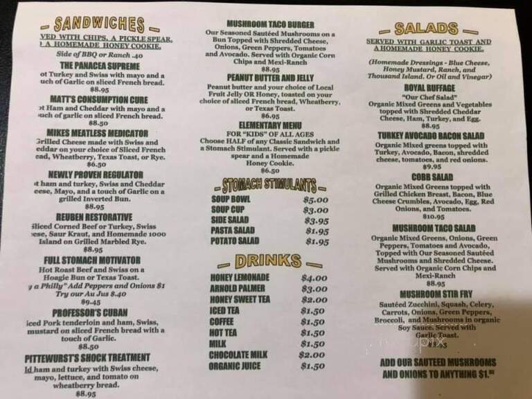 Professors Steakhouse & Saloon - Hays, KS menu_pic