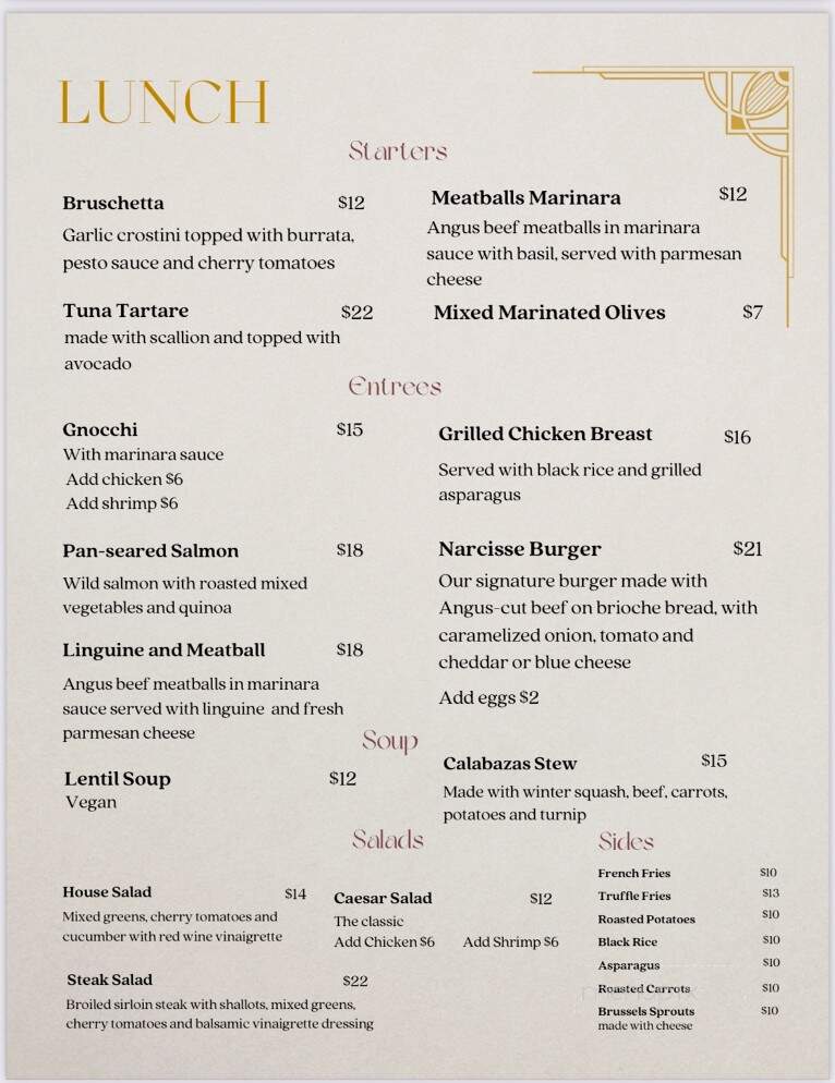 Narcisse - New York, NY menu_pic