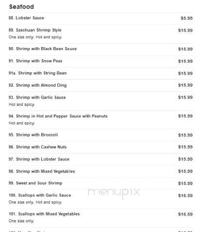 China III - Tannersville, PA menu_pic