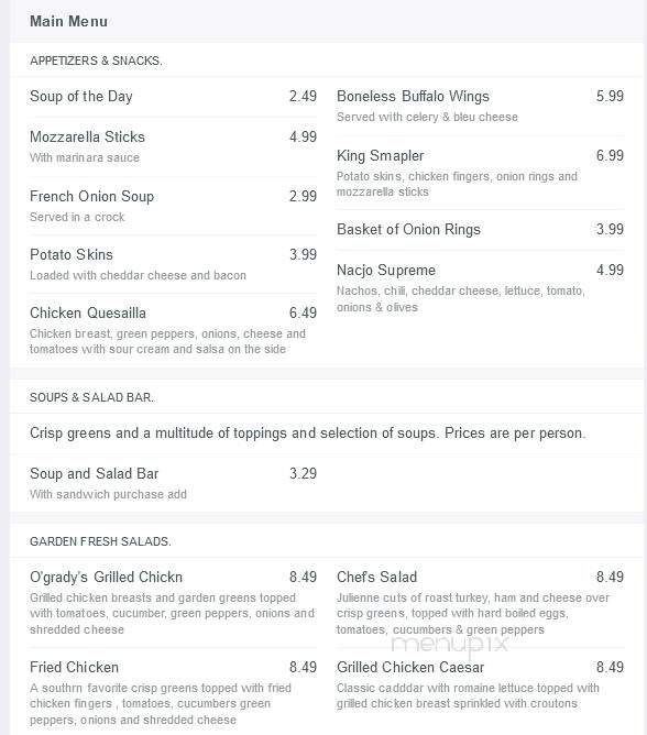 O'Grady's Family Restaurant - Souderton, PA menu_pic