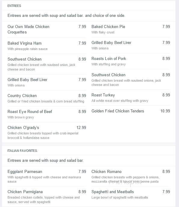 O'Grady's Family Restaurant - Souderton, PA menu_pic