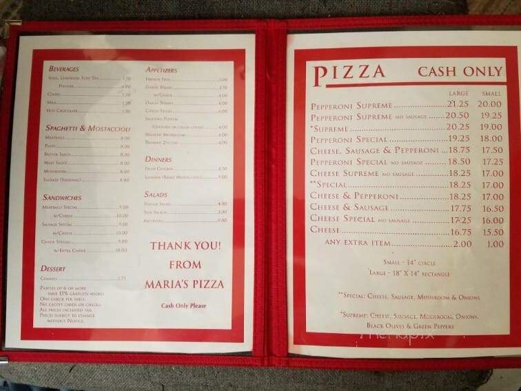 Marie's Pizza - Milwaukee, WI menu_pic