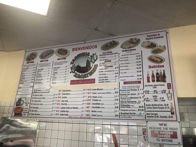 Taqueria Zacatecas - Moreno Valley, CA menu_pic