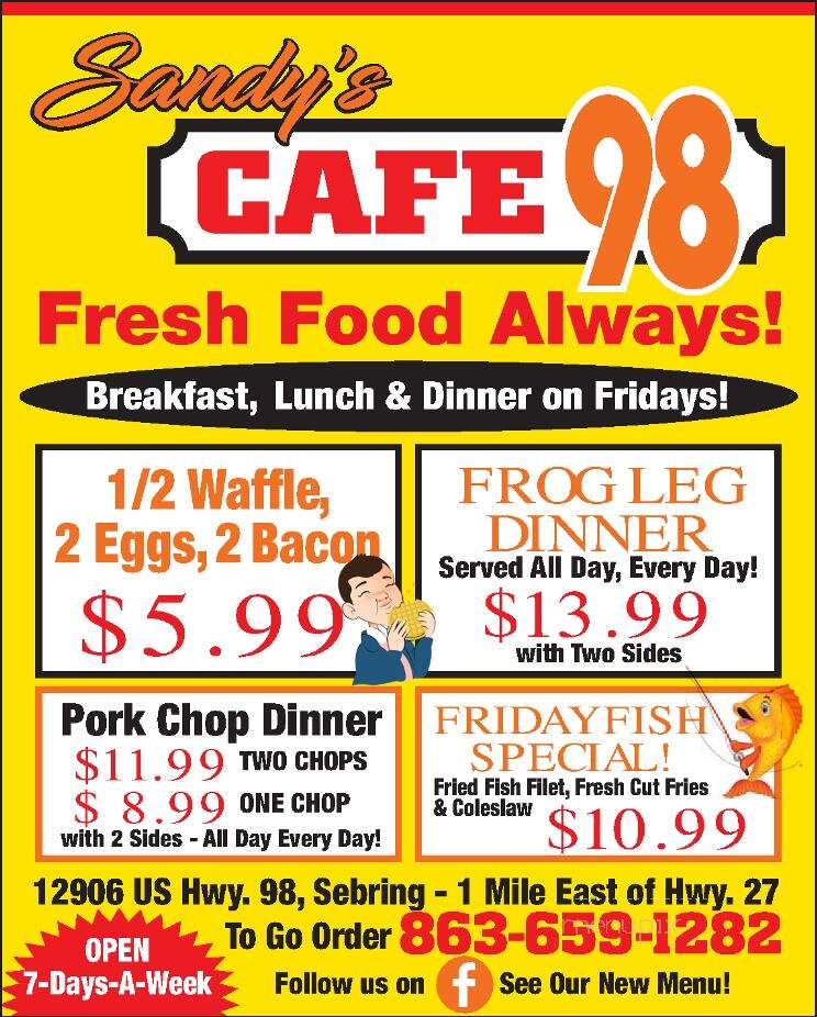 Cafe 98 - Sebring, FL menu_pic