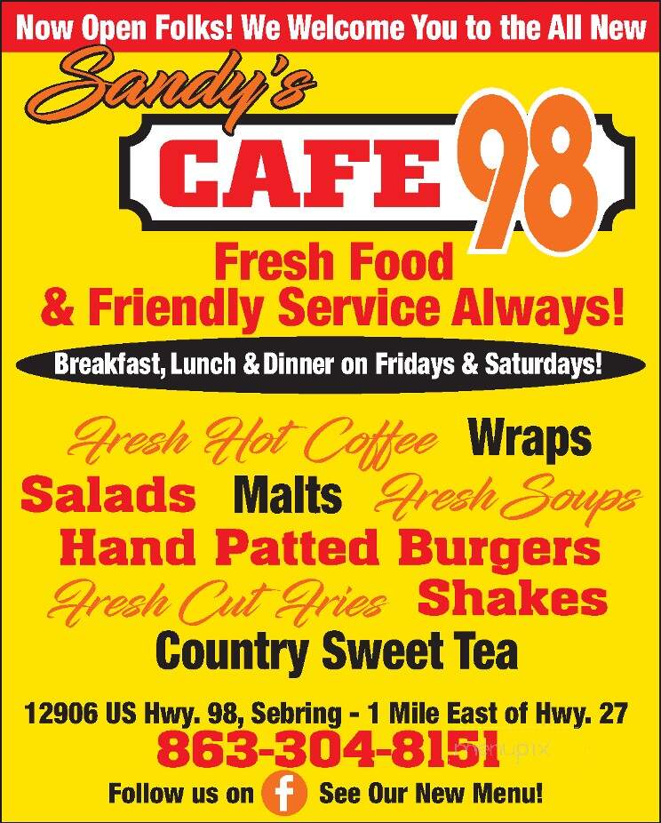 Cafe 98 - Sebring, FL menu_pic