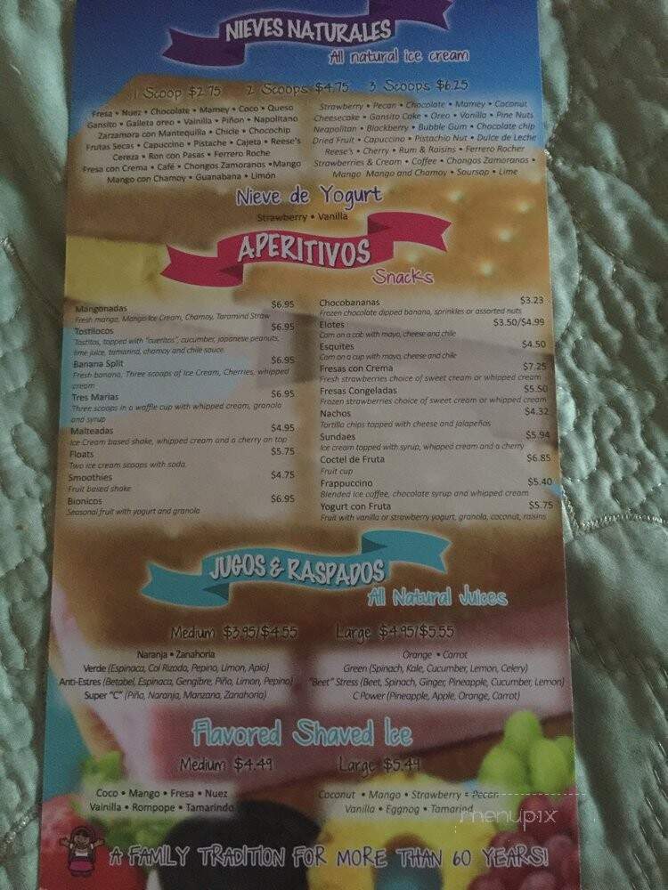 La Michoacana Natural Fruit - Norwalk, CA menu_pic