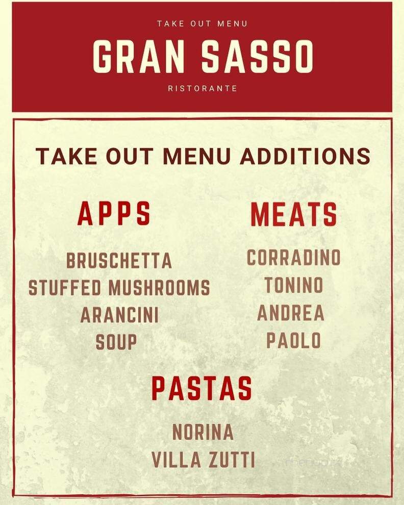 Gran Sasso Restaurant - Brantford, ON menu_pic