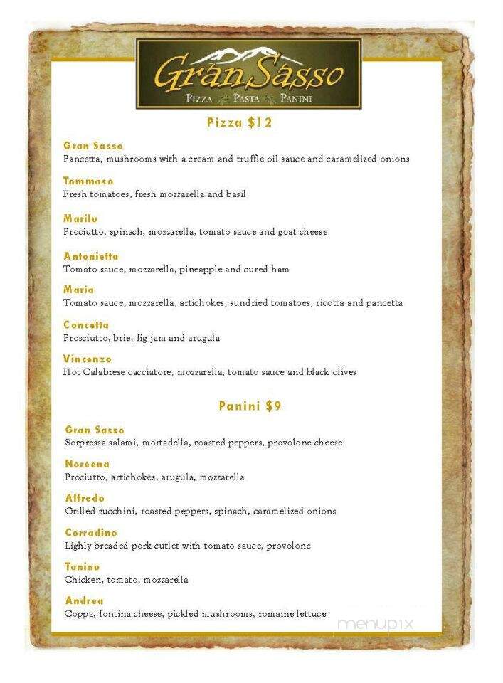 Gran Sasso Restaurant - Brantford, ON menu_pic