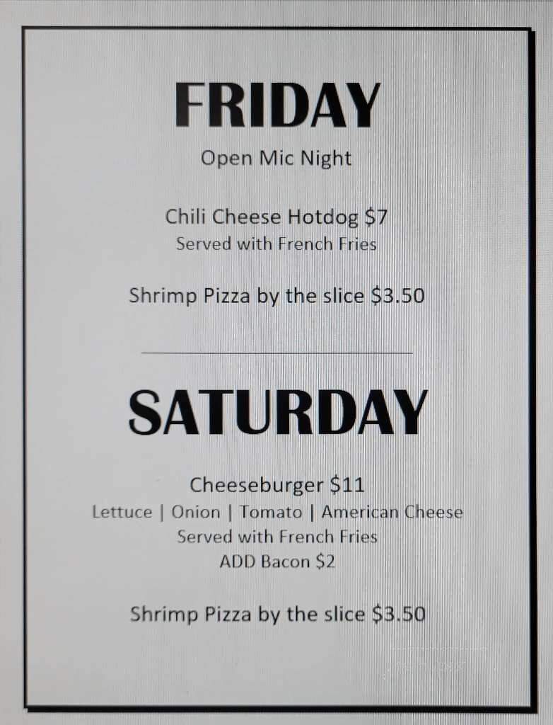 Oci Night Club - Piney Point, MD menu_pic