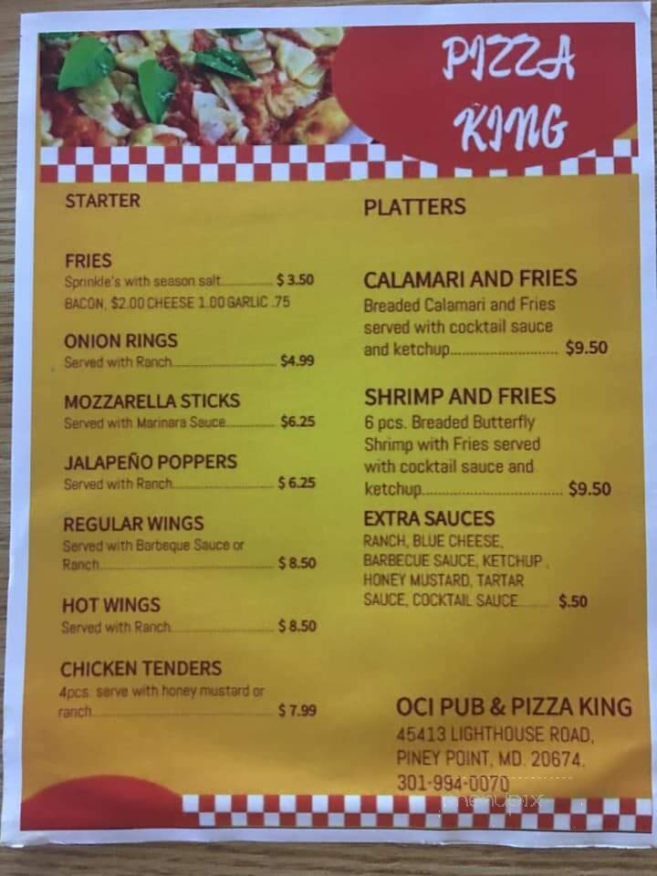 Oci Night Club - Piney Point, MD menu_pic