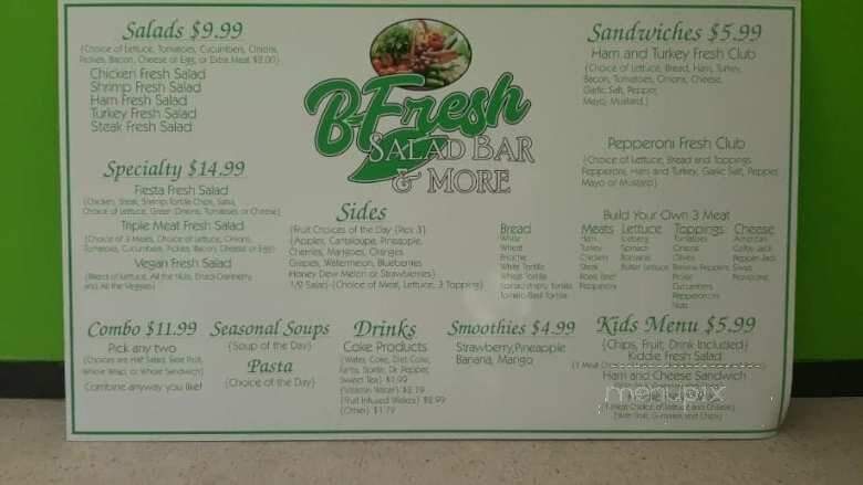 B Fresh Salad Bar and More - Cochran, GA menu_pic