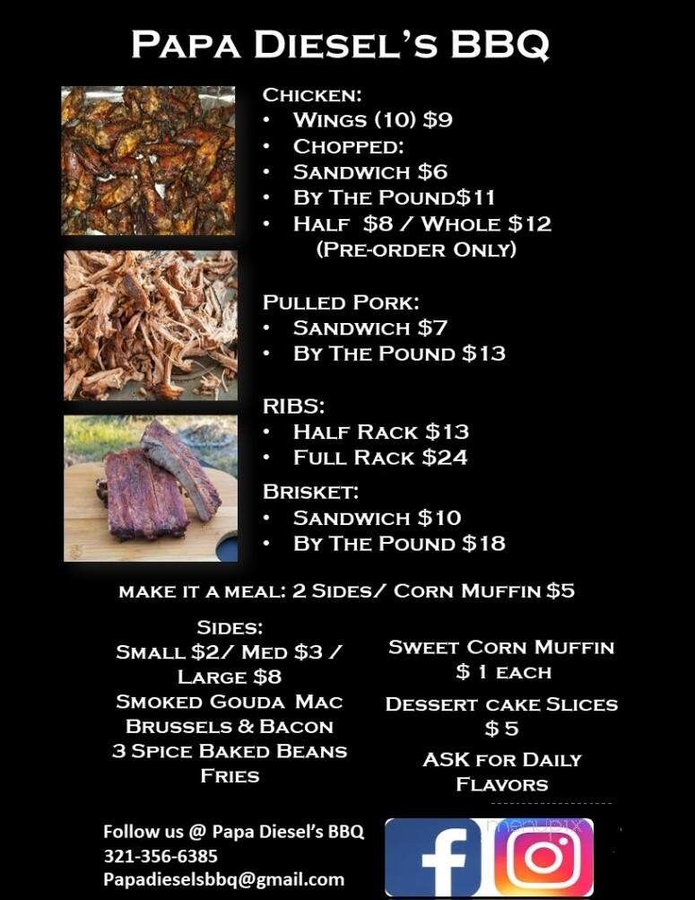 Papa Diesels BBQ - Altamonte Springs, FL menu_pic