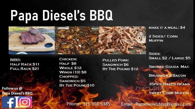 Papa Diesels BBQ - Altamonte Springs, FL menu_pic