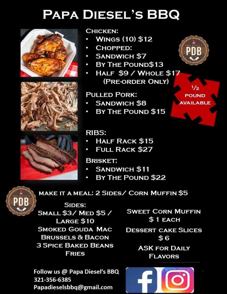 Papa Diesels BBQ - Altamonte Springs, FL menu_pic