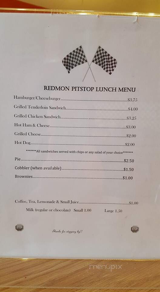 Redmon Pit Stop - Redmon, IL menu_pic