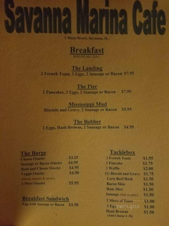 Savanna Marina Cafe - Savanna, IL menu_pic