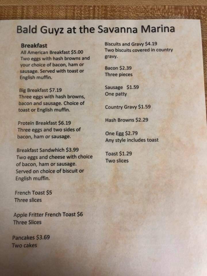 Savanna Marina Cafe - Savanna, IL menu_pic