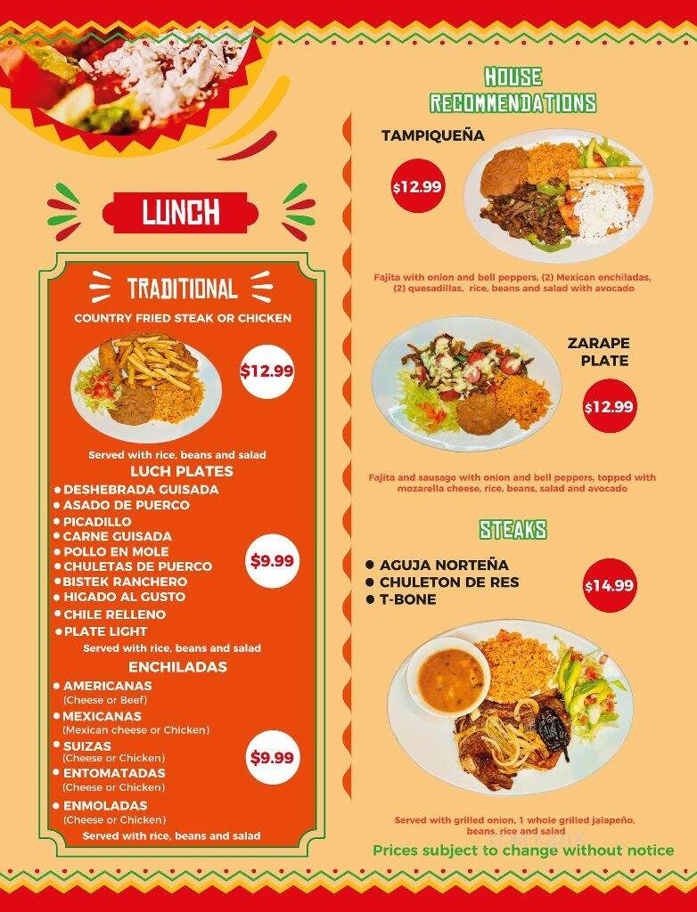 Dona Carmen's Restaurnant - Los Fresnos, TX menu_pic