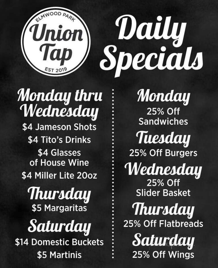 Union Tap - Elmwood Park, IL menu_pic