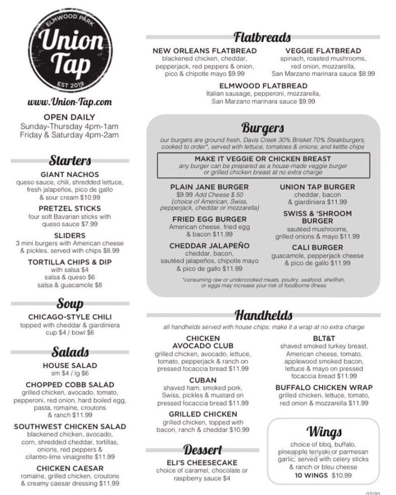 Union Tap - Elmwood Park, IL menu_pic