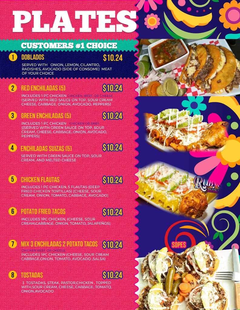 Ruby's Mexican Restaurant #2 - Tyler, TX menu_pic