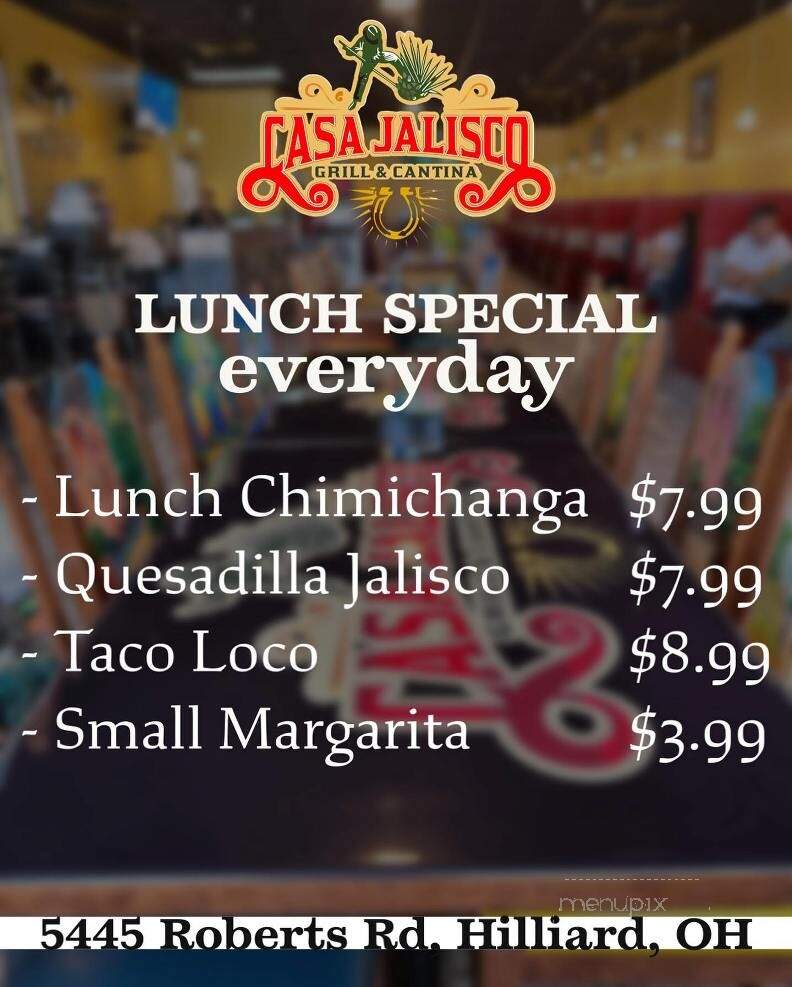 Casa Jalisco - Hilliard, OH menu_pic