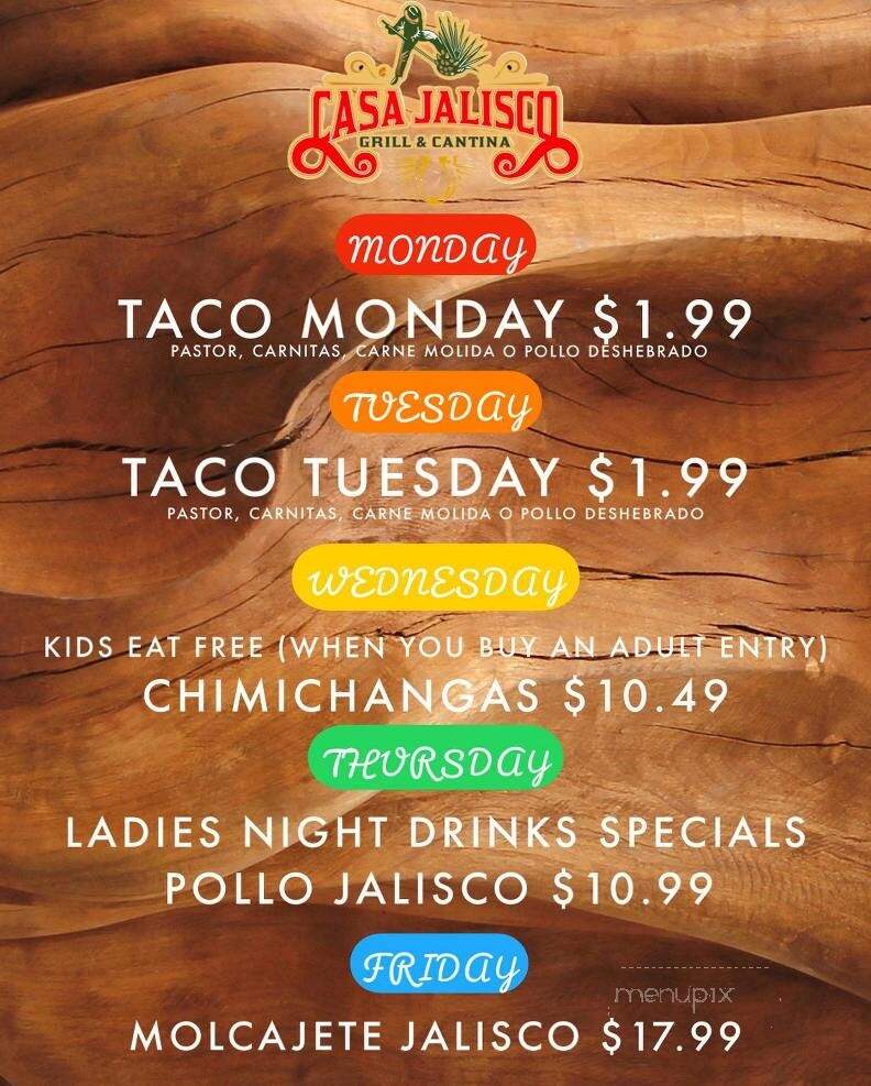 Casa Jalisco - Hilliard, OH menu_pic