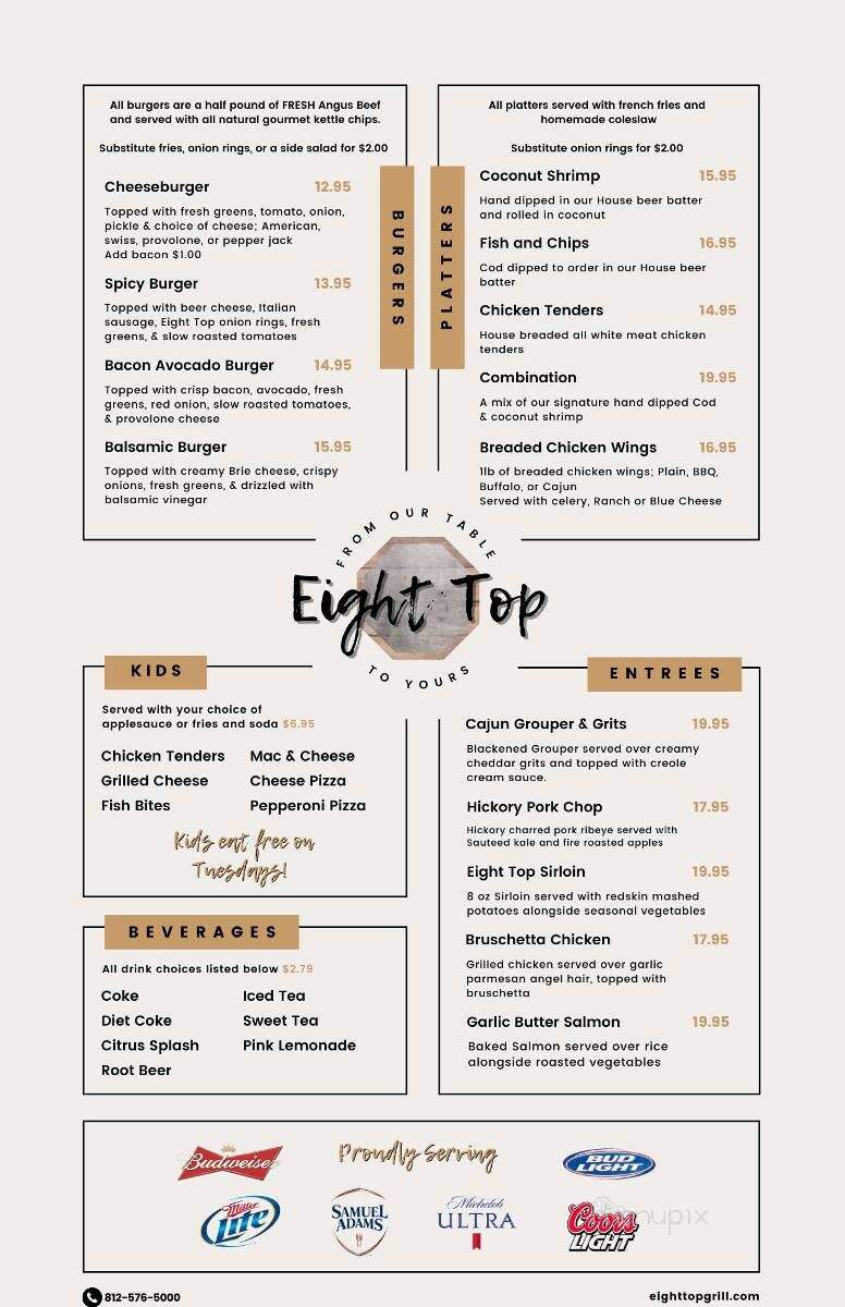 Eight Top Grill - Guilford, IN menu_pic