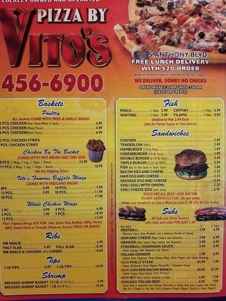Pizza By Vito's - Fort Wayne, IN menu_pic