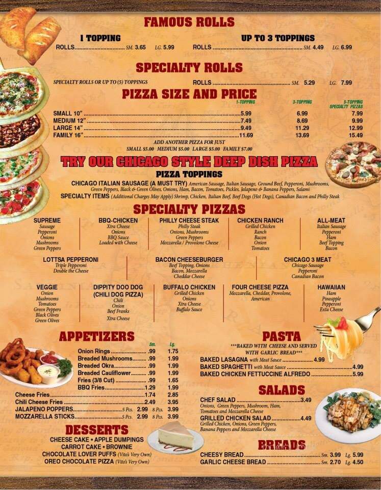 Pizza By Vito's - Fort Wayne, IN menu_pic