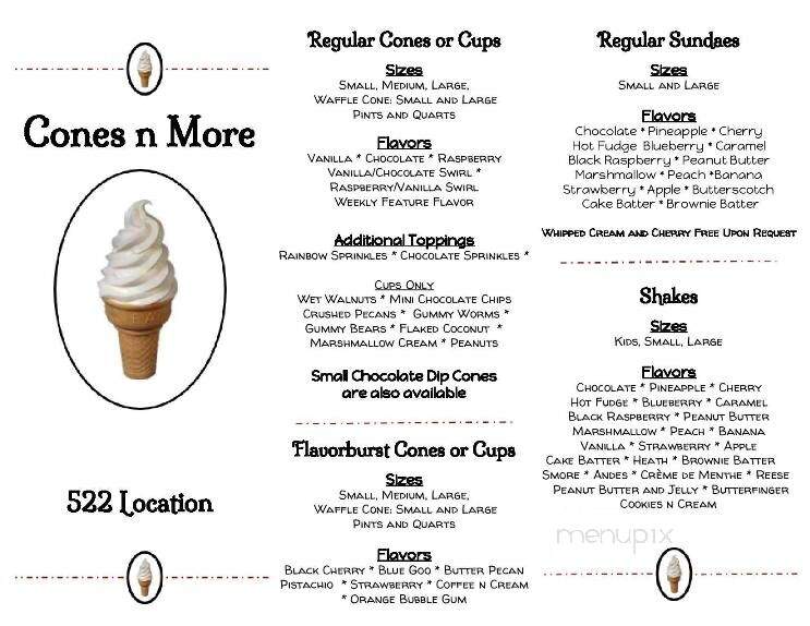 Pack's Frozen Custard - Winchester, VA menu_pic