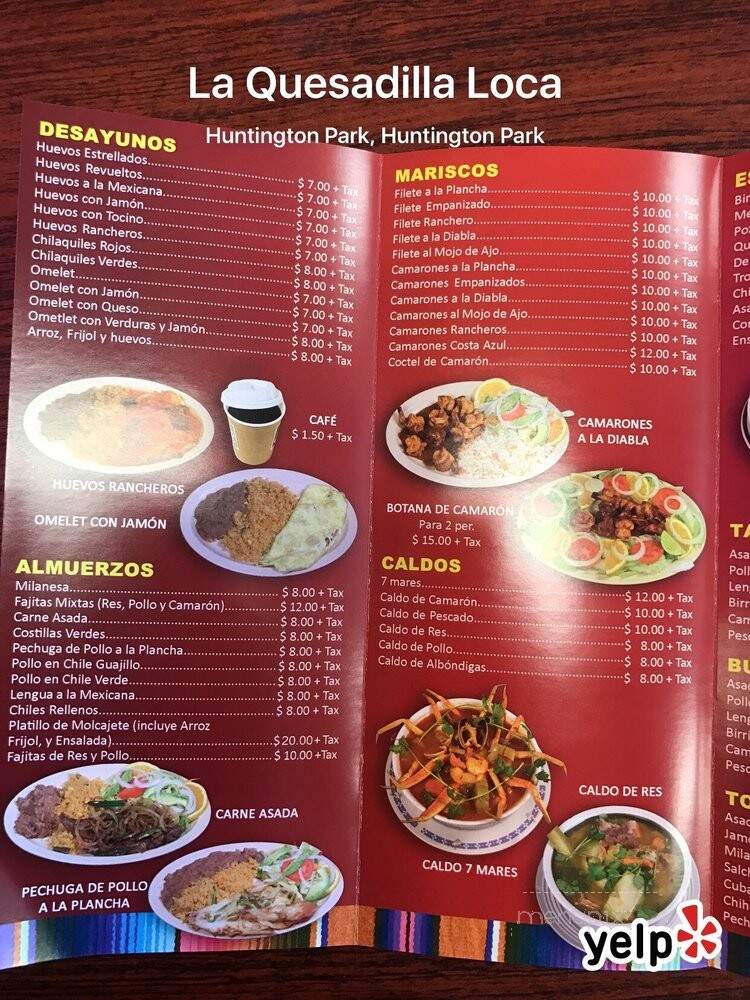 La Quesadilla Loca - Huntington Park, CA menu_pic