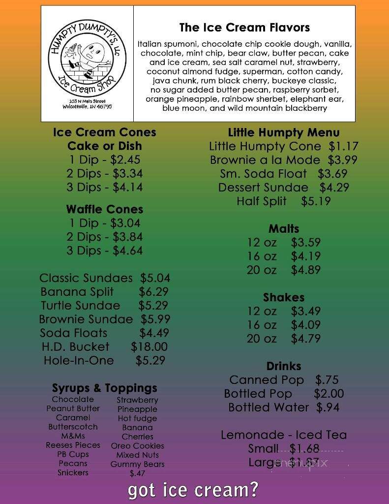 Humpty Dumpty's - Wolcottville, IN menu_pic