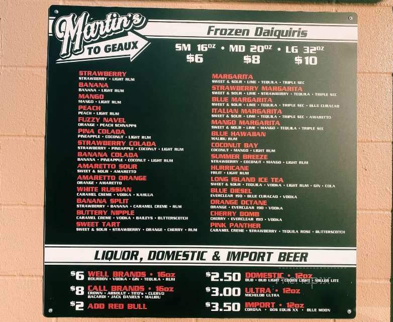 Martin's Tavern - Crowley, LA menu_pic