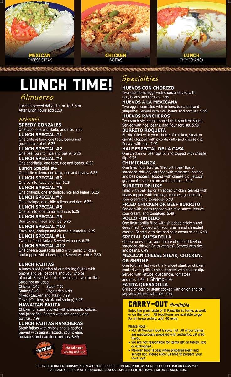 El Ranchito - Kingsport, TN menu_pic