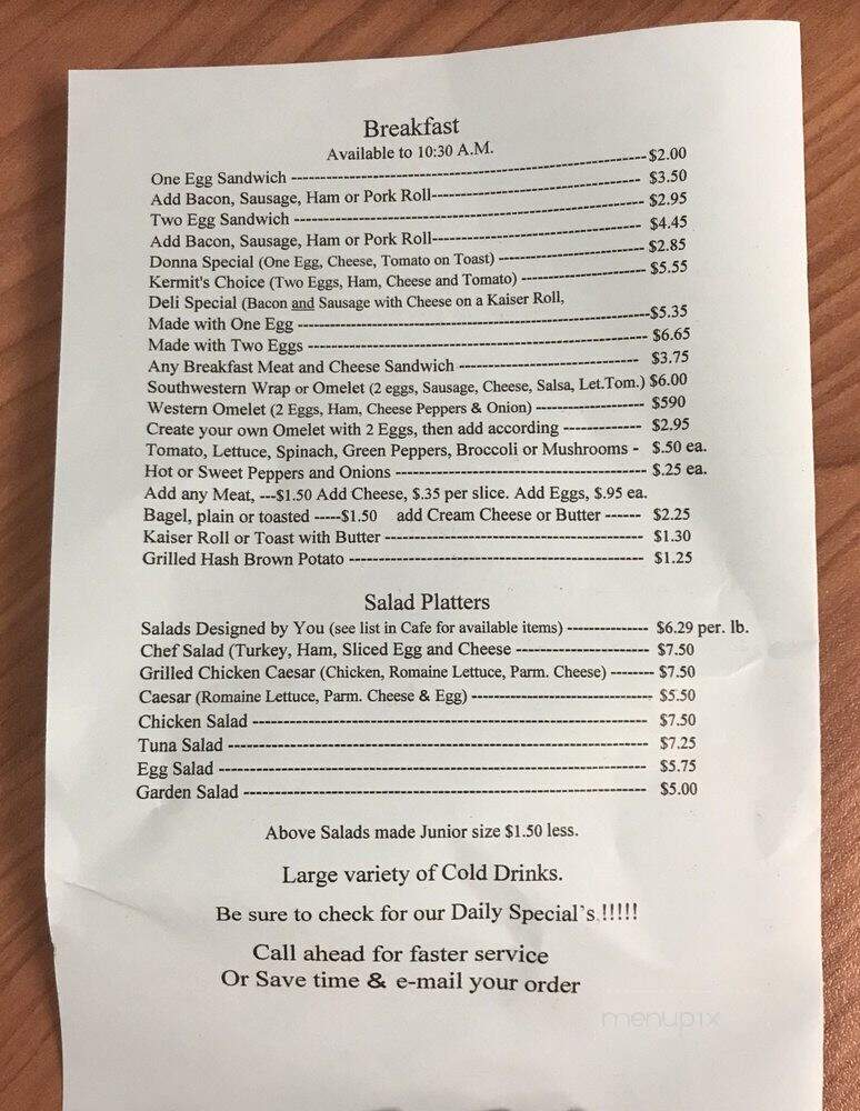 Executive Cafe - Berwyn, PA menu_pic