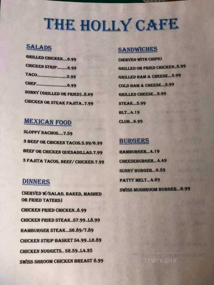 Holly Cafe - Lovelady, TX menu_pic