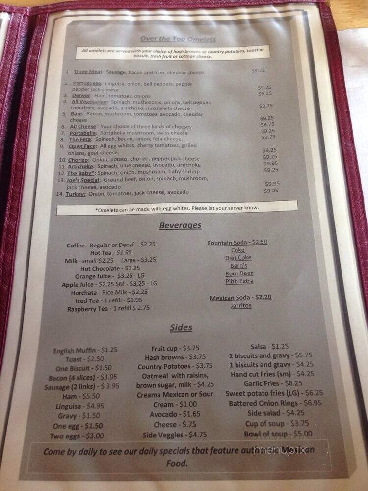 Foothill Cafe - Sonora, CA menu_pic