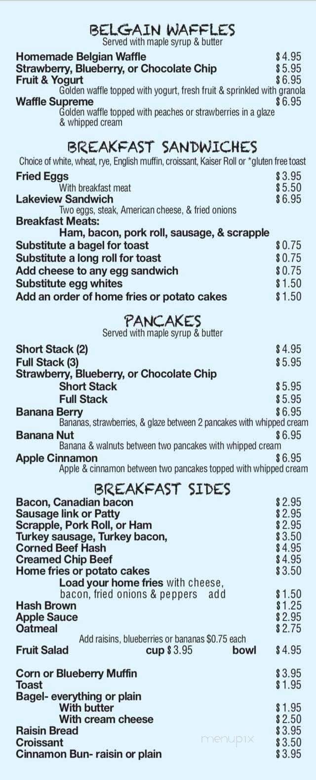 Lakeview Cafe - Royersford, PA menu_pic
