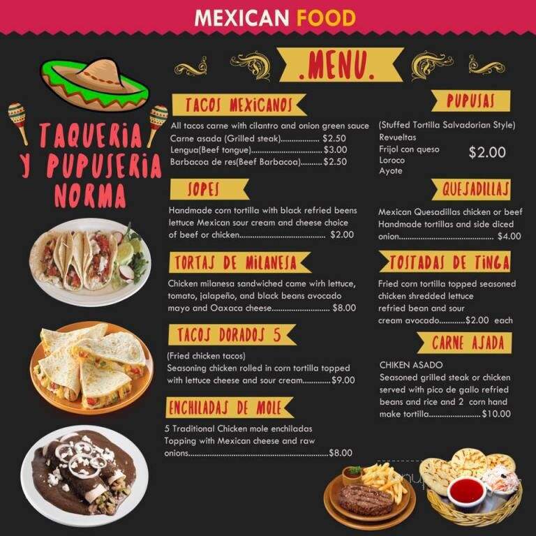 Taqueria Y Pupuseria Norma - Chester, MD menu_pic