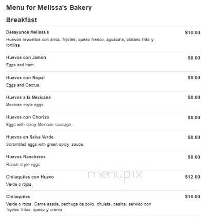 Melissa's Bakery - Bound Brook, NJ menu_pic