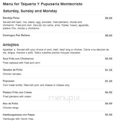 Taqueria Y Pupuseria Montecristo - Houston, TX menu_pic
