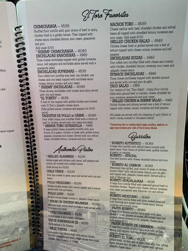 El Toro Bar & Grill - Murfreesboro, TN menu_pic