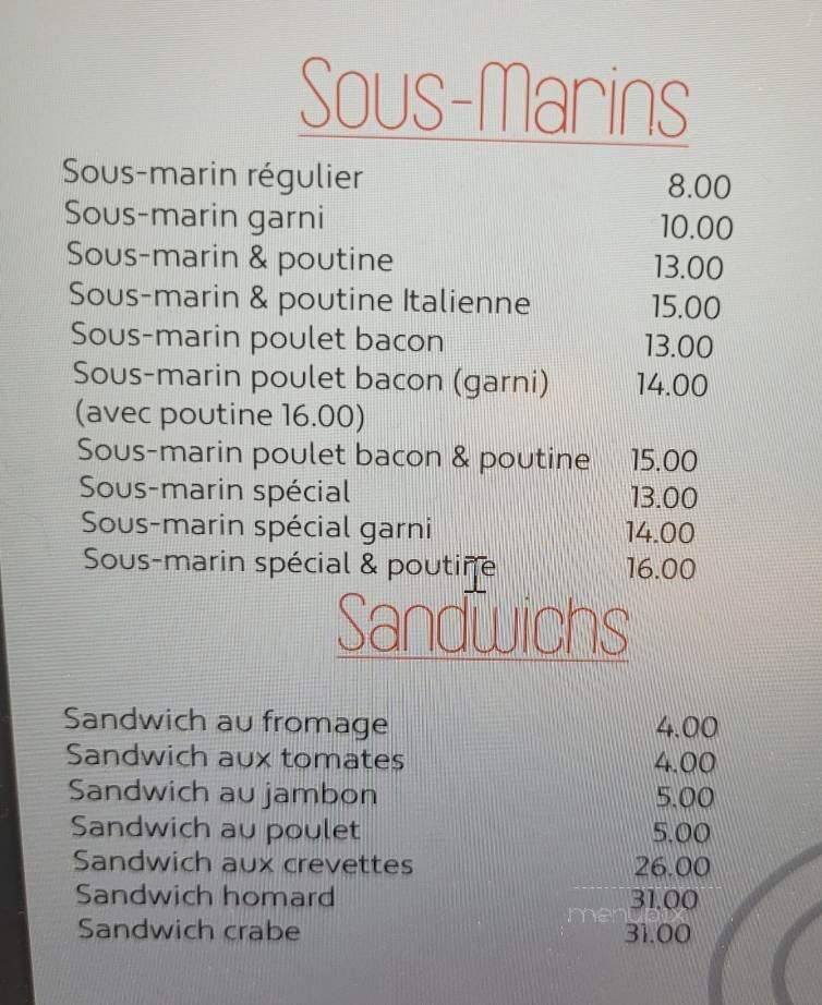Cantine Sainte-Flavie - Sainte-Flavie, QC menu_pic