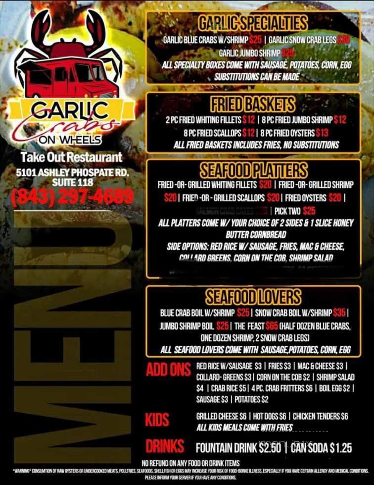 Garlic Crabs On Wheels - North Charleston, SC menu_pic