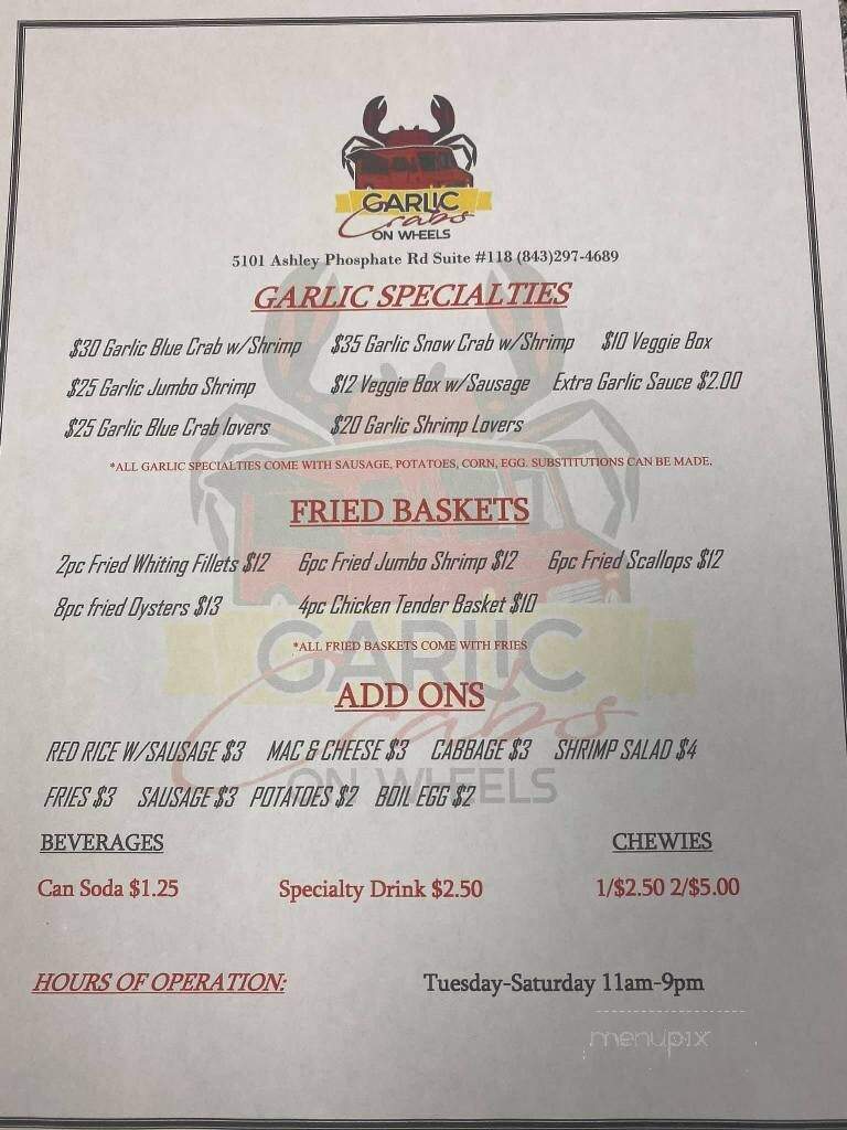 Garlic Crabs On Wheels - North Charleston, SC menu_pic