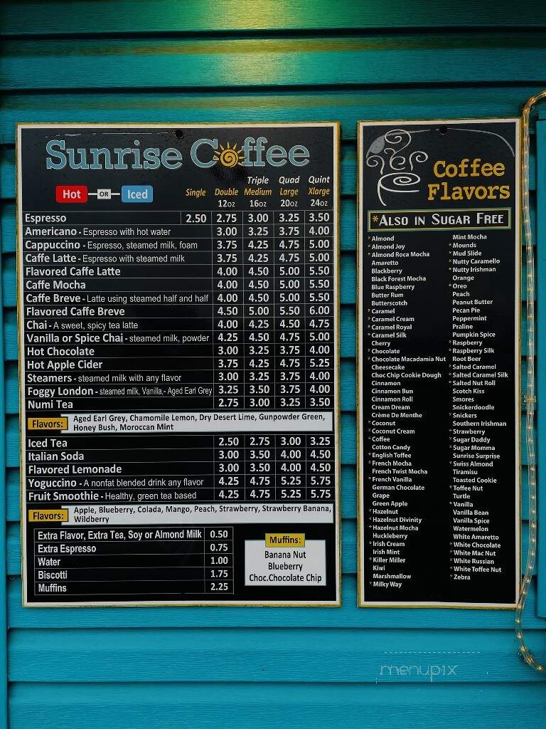 Sunrise Coffee - Yankton, SD menu_pic